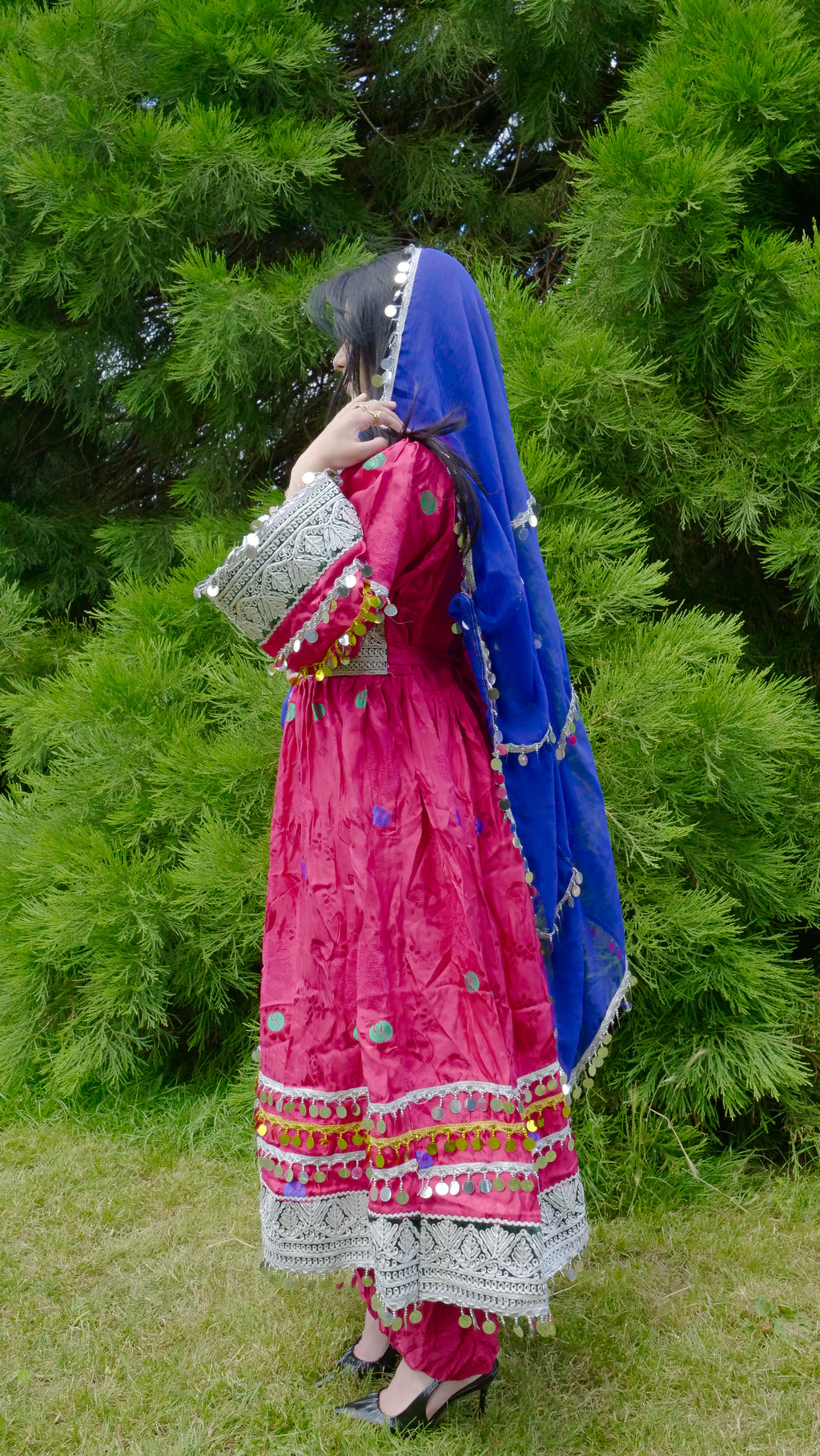 Zarmina | Handmade Pink & Silver Afghan Dress