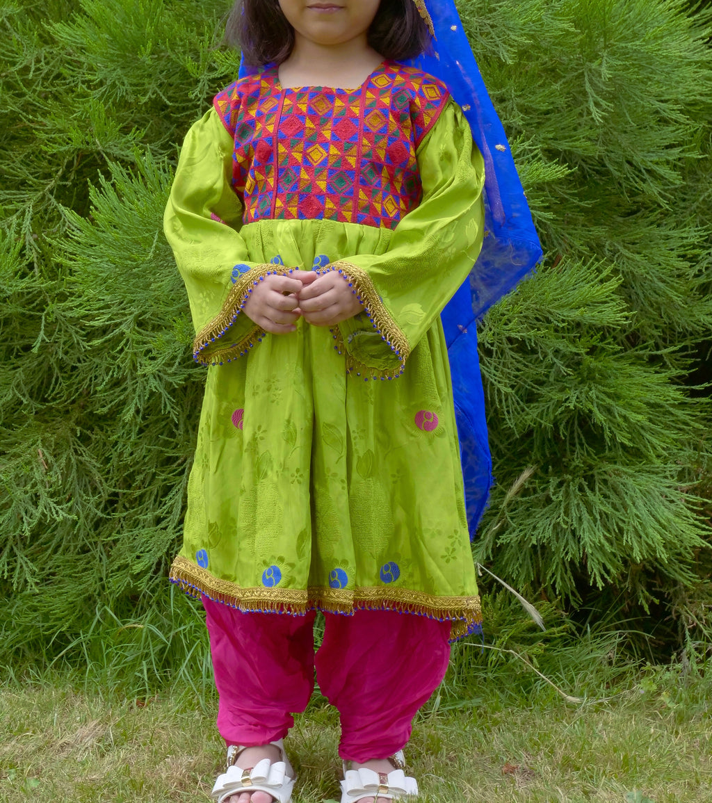 Green Afghan children's dress