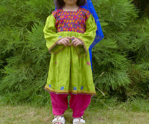 Green Afghan children's dress