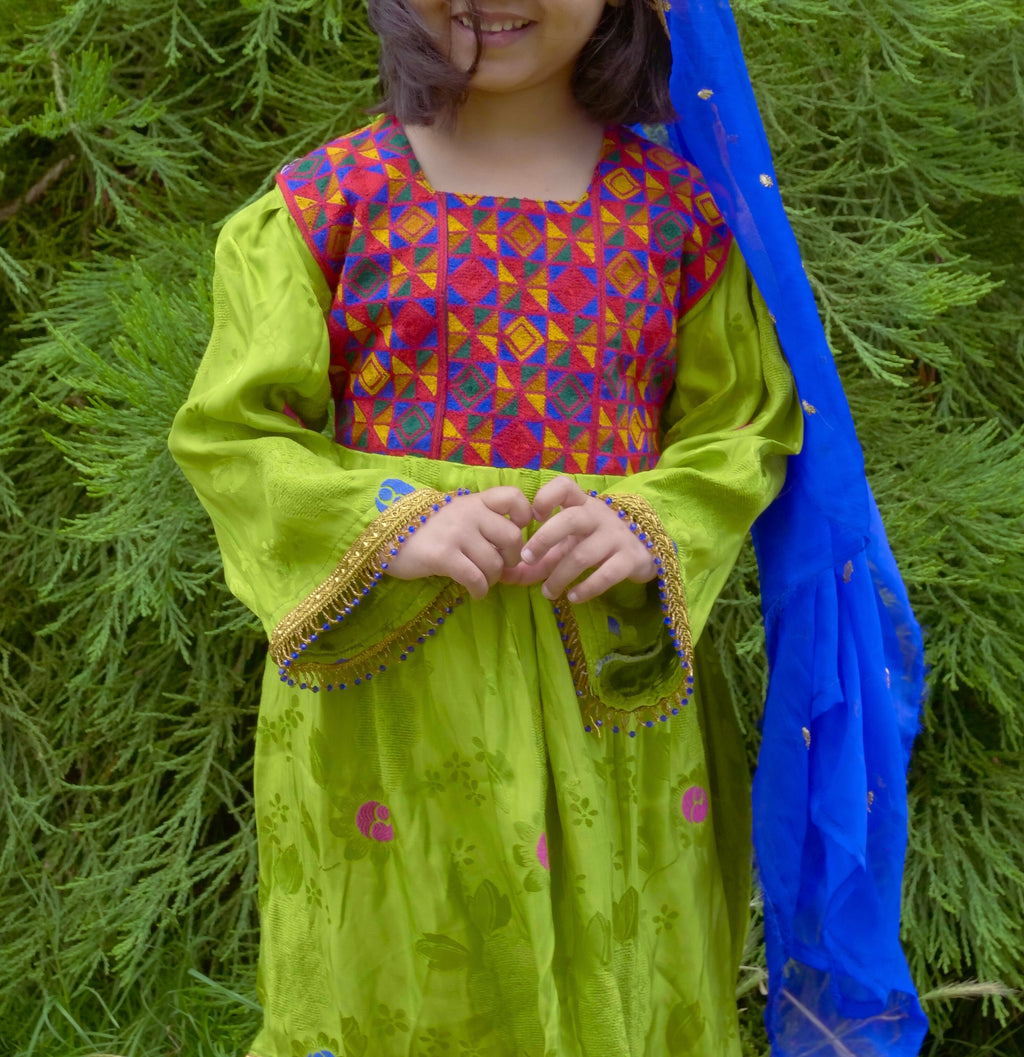 Green Afghan children's dress