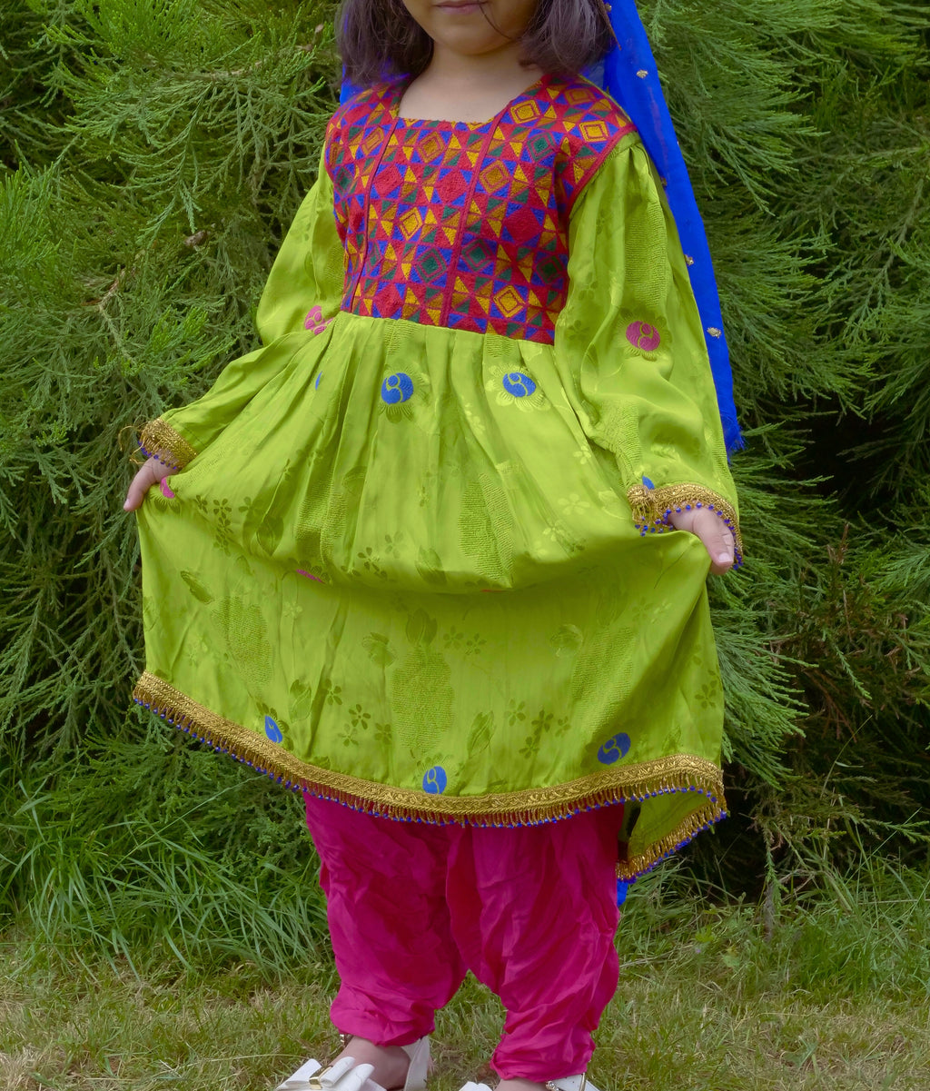 Green Afghan children's dress