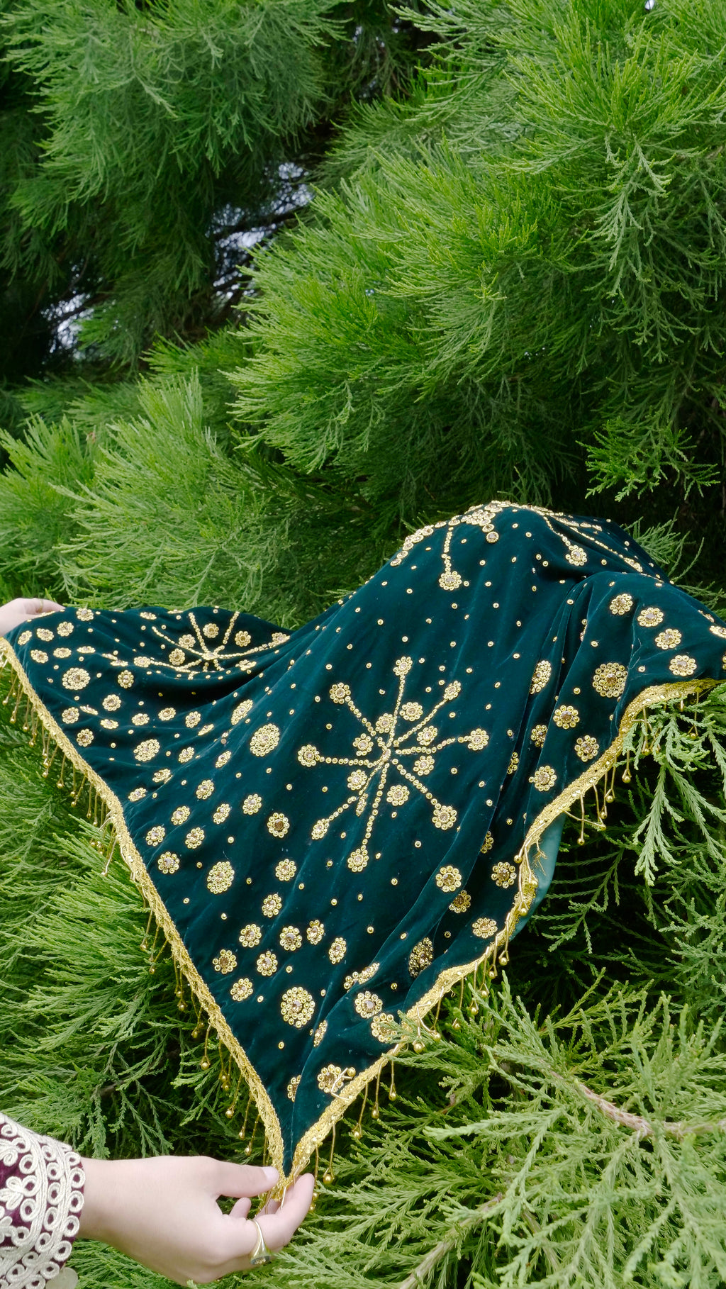 The Zumurrud Desmal | Handmade Afghan Bridal Scarf