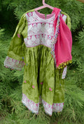Green and pink Afghan children's dress